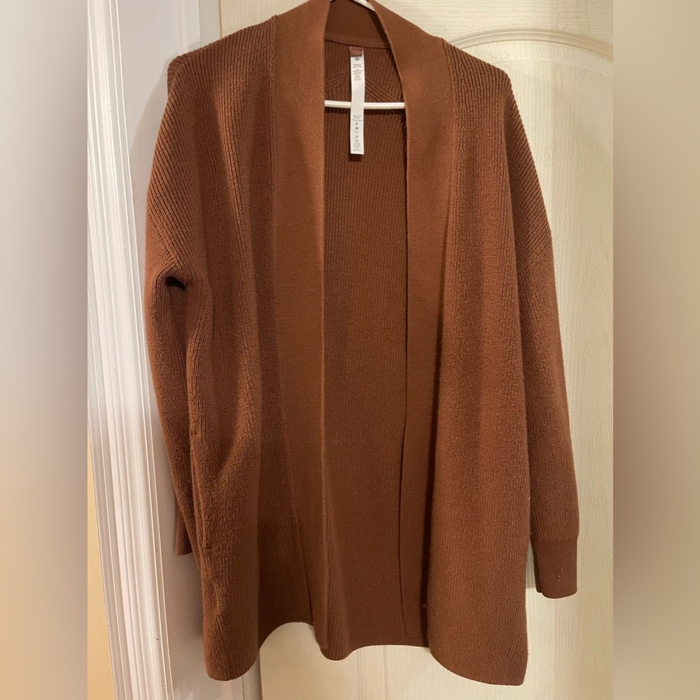 Lululemon merino wool cardigan roasted brown sz 6